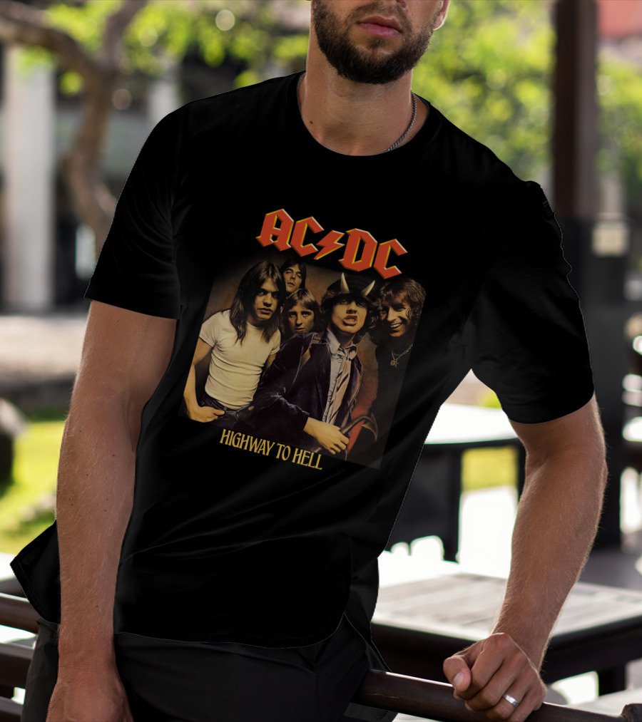 Ac/Dc Highway To Hell Band Members Classic Album Cover T-Shirt