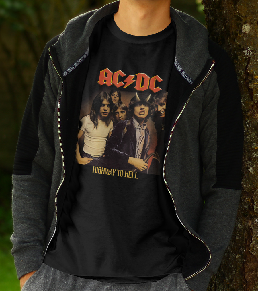 Ac/Dc Highway To Hell Band Members Classic Album Cover T-Shirt