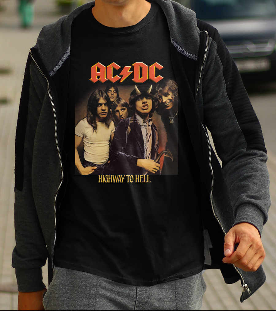 Ac/Dc Highway To Hell Band Members Classic Album Cover T-Shirt