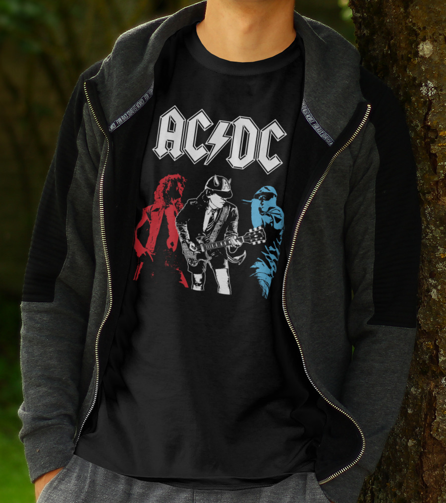 Acdc Angus Young Guitarist Silhouettes Rock Performance T-Shirt