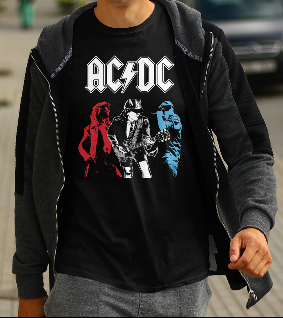 Acdc Angus Young Guitarist Silhouettes Rock Performance T-Shirt