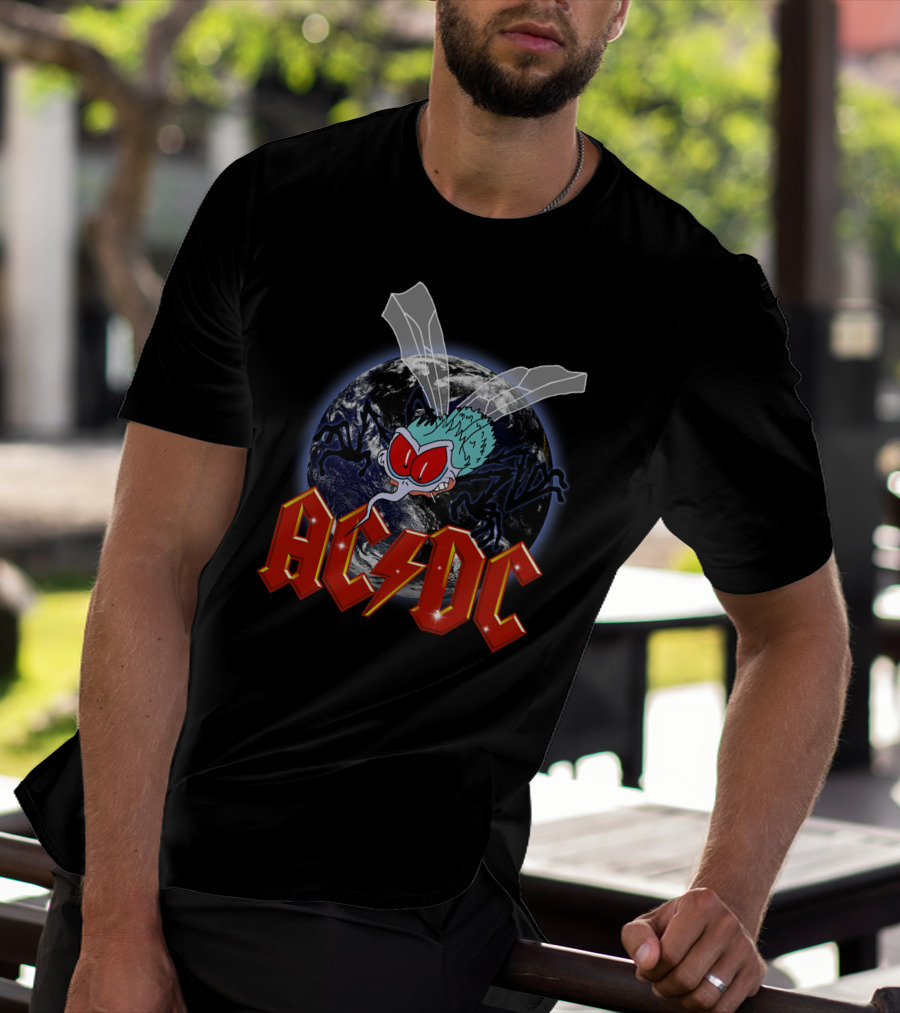 Acdc Space Fly Earth Lightning Bolt T-Shirt