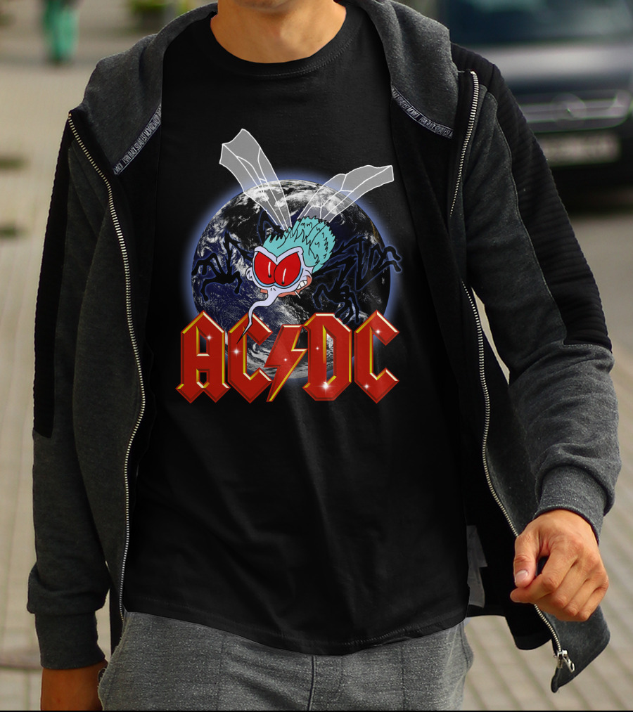 Acdc Space Fly Earth Lightning Bolt T-Shirt