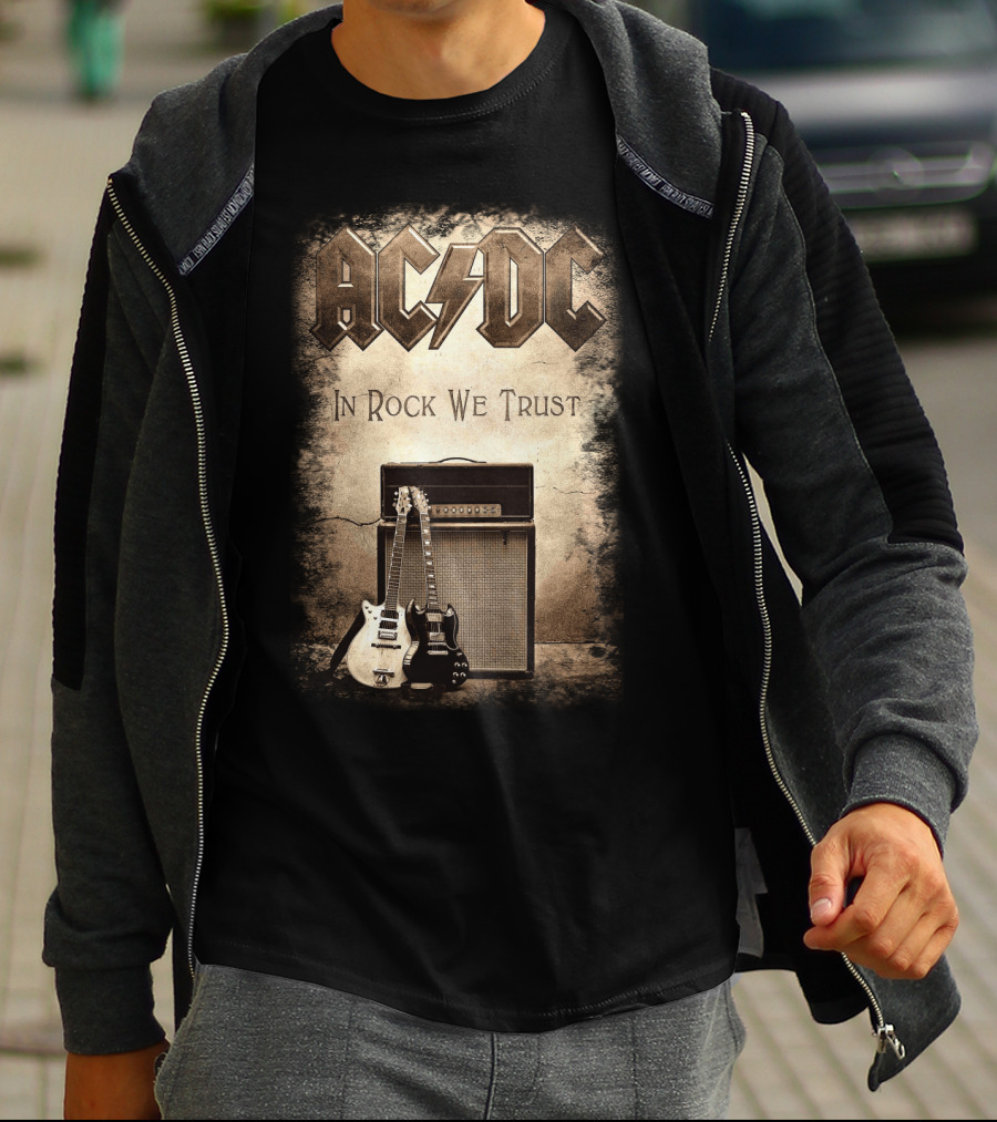 Acdc In Rock We Trust Electric Guitars Amplifier T-Shirt