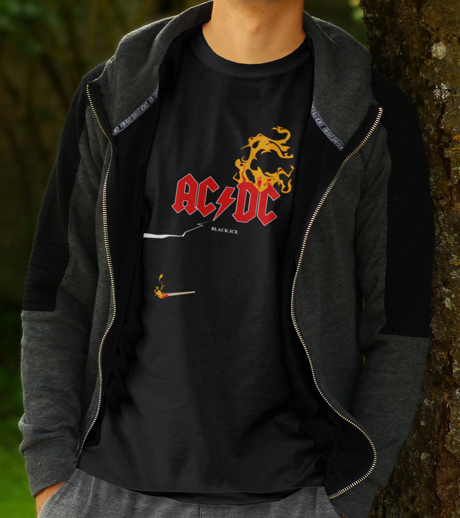 Acdc Black Ice Flame With Matchstick T-Shirt