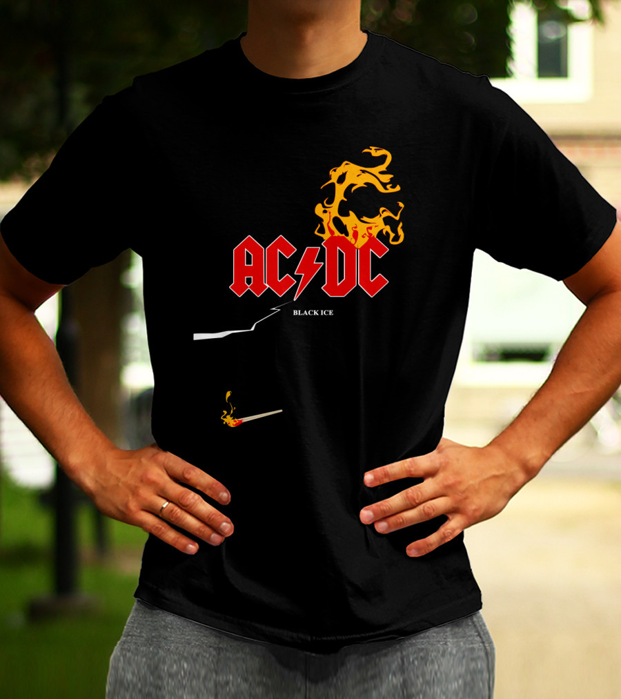 Acdc Black Ice Flame With Matchstick T-Shirt