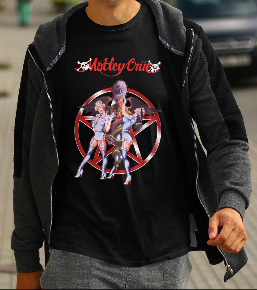 Mötley Crüe Pentagram Nurses Fantasy Art T-Shirt