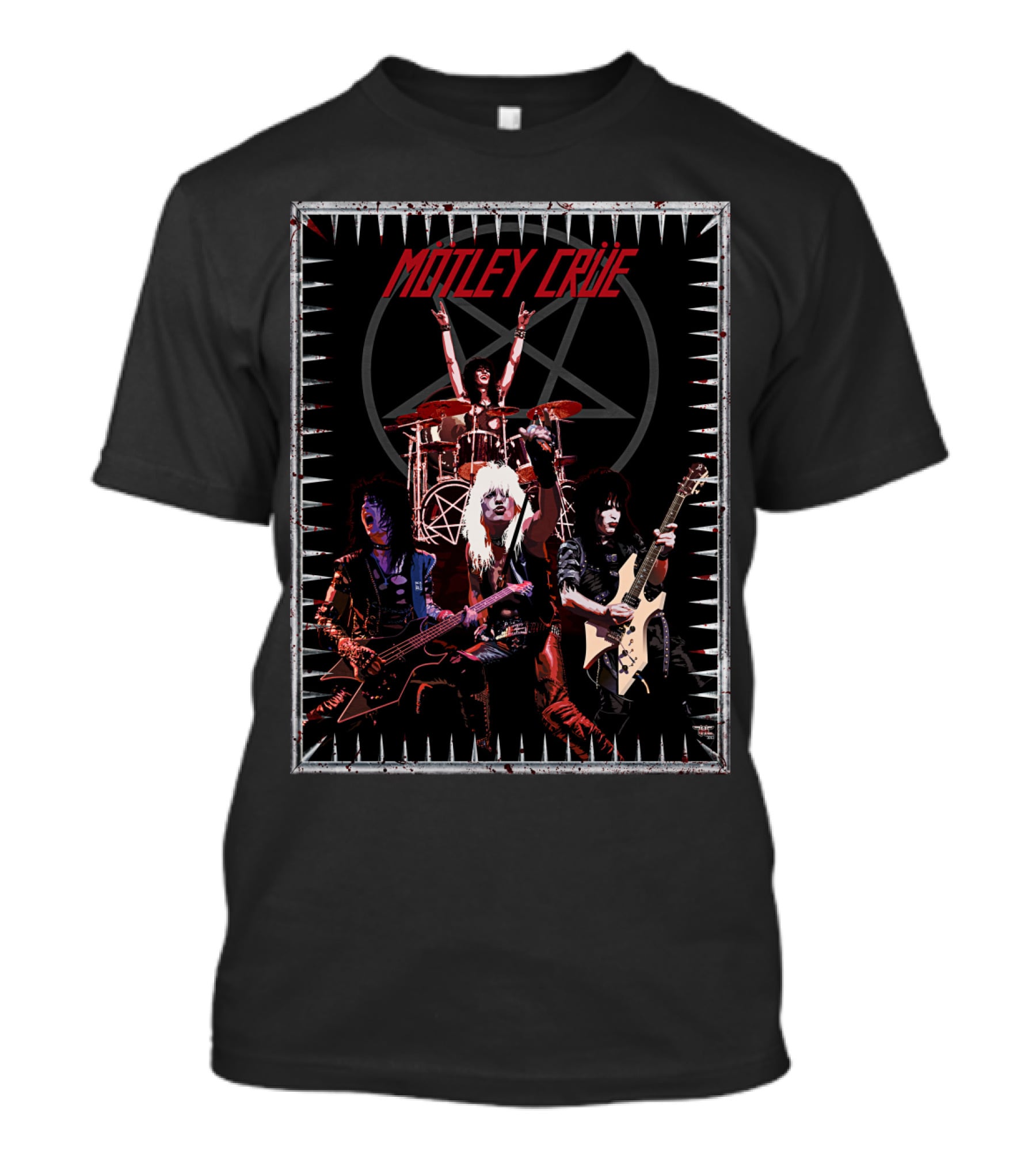 Mötley Crüe Band Members With Pentagram T-Shirt