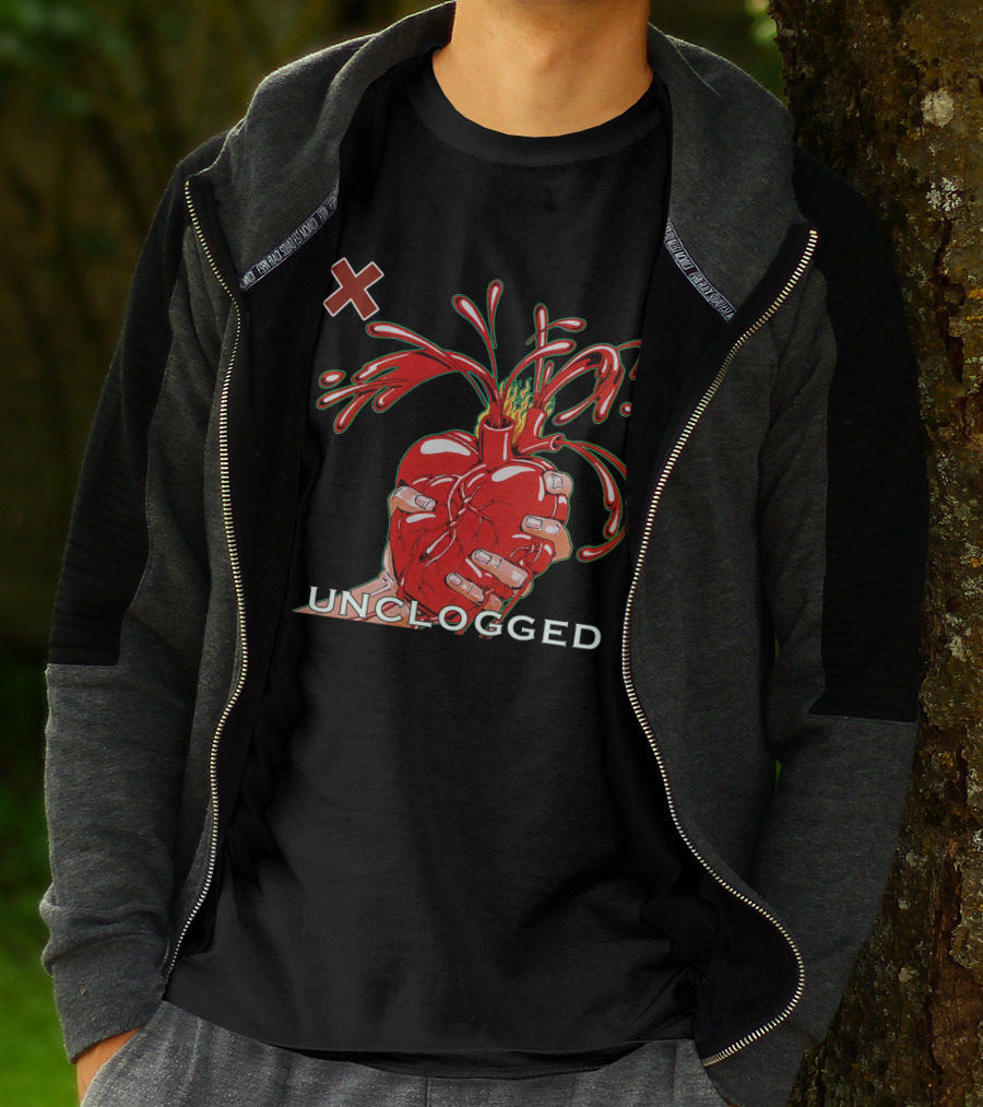 X 07 Unclogged Heart In Hand With Splashing Visuals T-Shirt