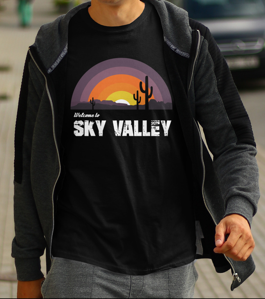 Welcome To Sky Valley Desert Sunset Scene T-Shirt