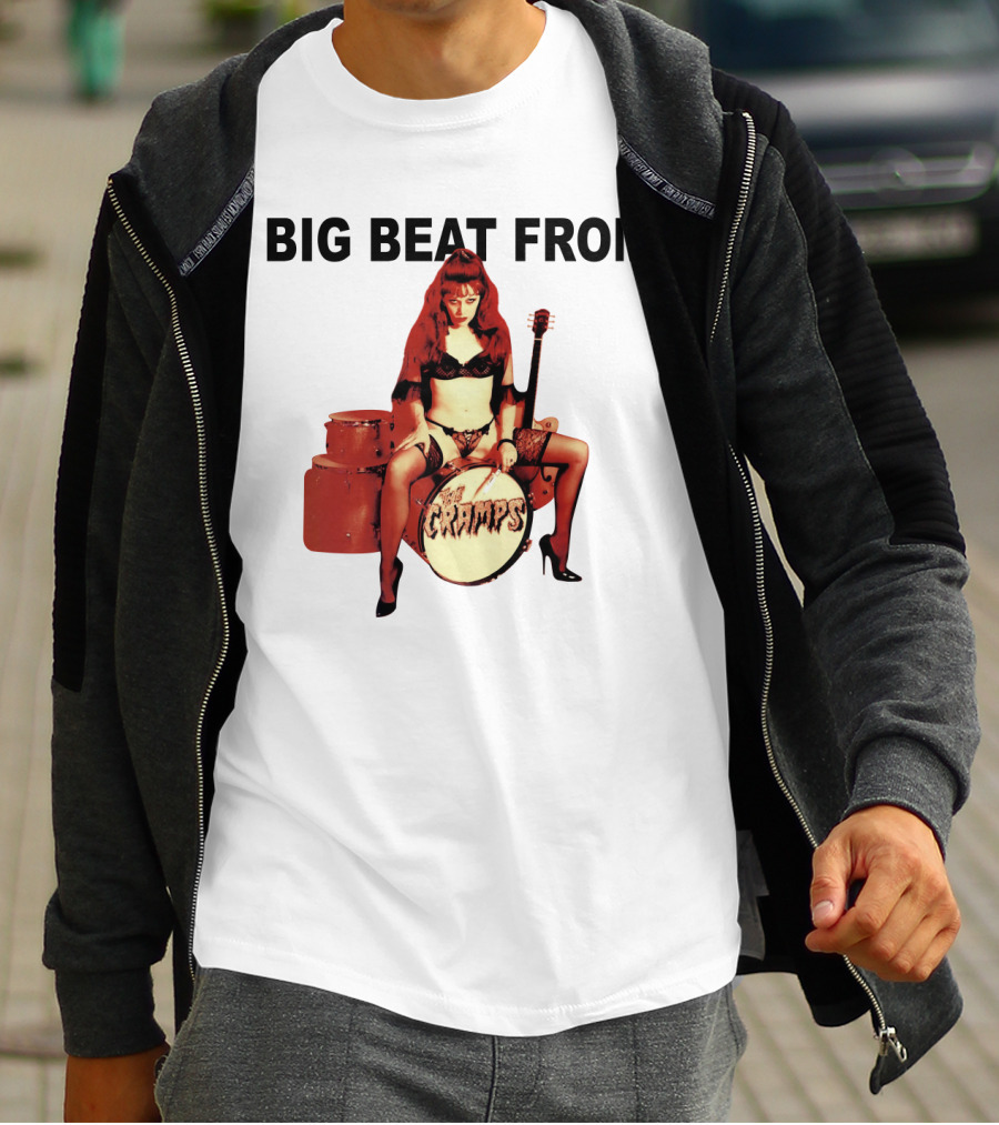Big Beat From Badsville Cramps Tcr 18 Drummer Pinup T-Shirt