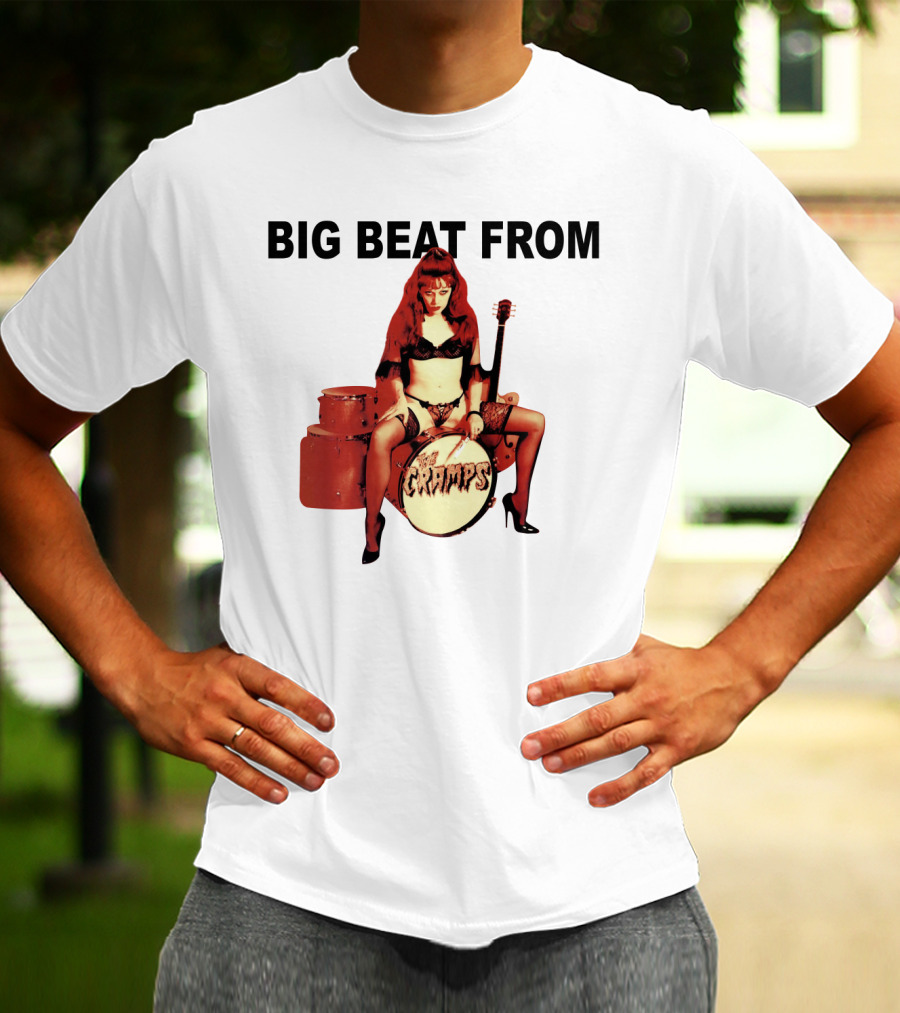 Big Beat From Badsville Cramps Tcr 18 Drummer Pinup T-Shirt