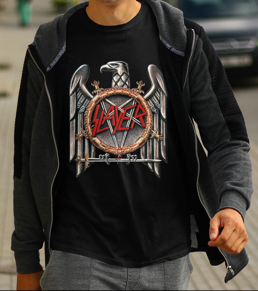 Slayer Eagle Crest With Swords And Pentagram T-Shirt