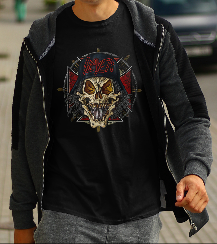 Slayer Skull With Red Pentagram Elements T-Shirt