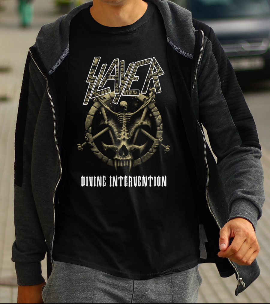 Slayer Divine Intervention Skeleton Pentagram T-Shirt