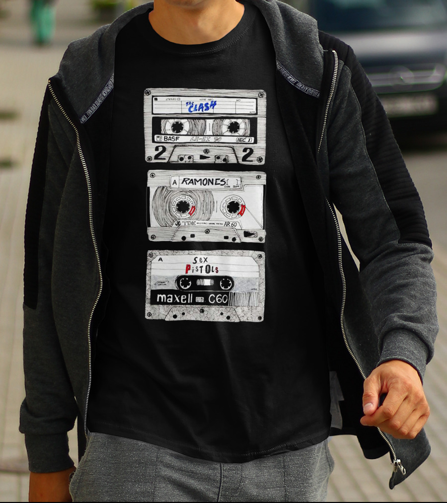 The Clash Ramones Sex Pistols Cassette Tapes Retro Music Icons T-Shirt