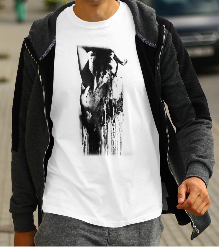 Inked Abstract Monochrome Figure T-Shirt