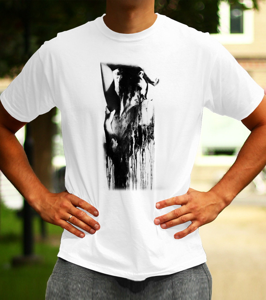 Inked Abstract Monochrome Figure T-Shirt