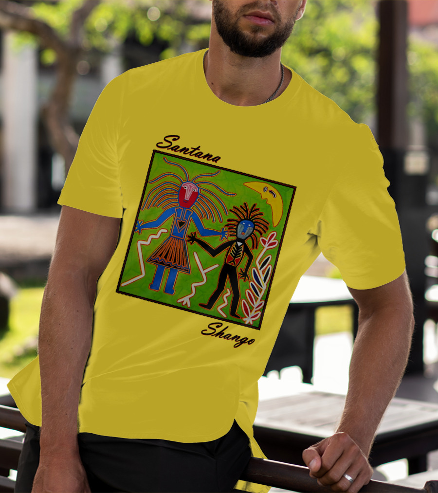 Santana Shango Colorful Tribal Art With Moon And Figures T-Shirt