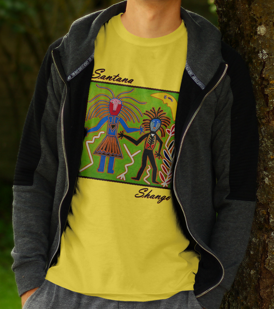 Santana Shango Colorful Tribal Art With Moon And Figures T-Shirt