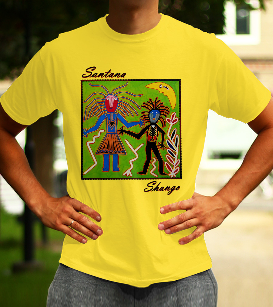 Santana Shango Colorful Tribal Art With Moon And Figures T-Shirt
