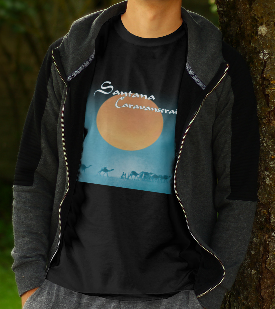 Santana Caravanserai Desert Caravan Under Orange Moon T-Shirt