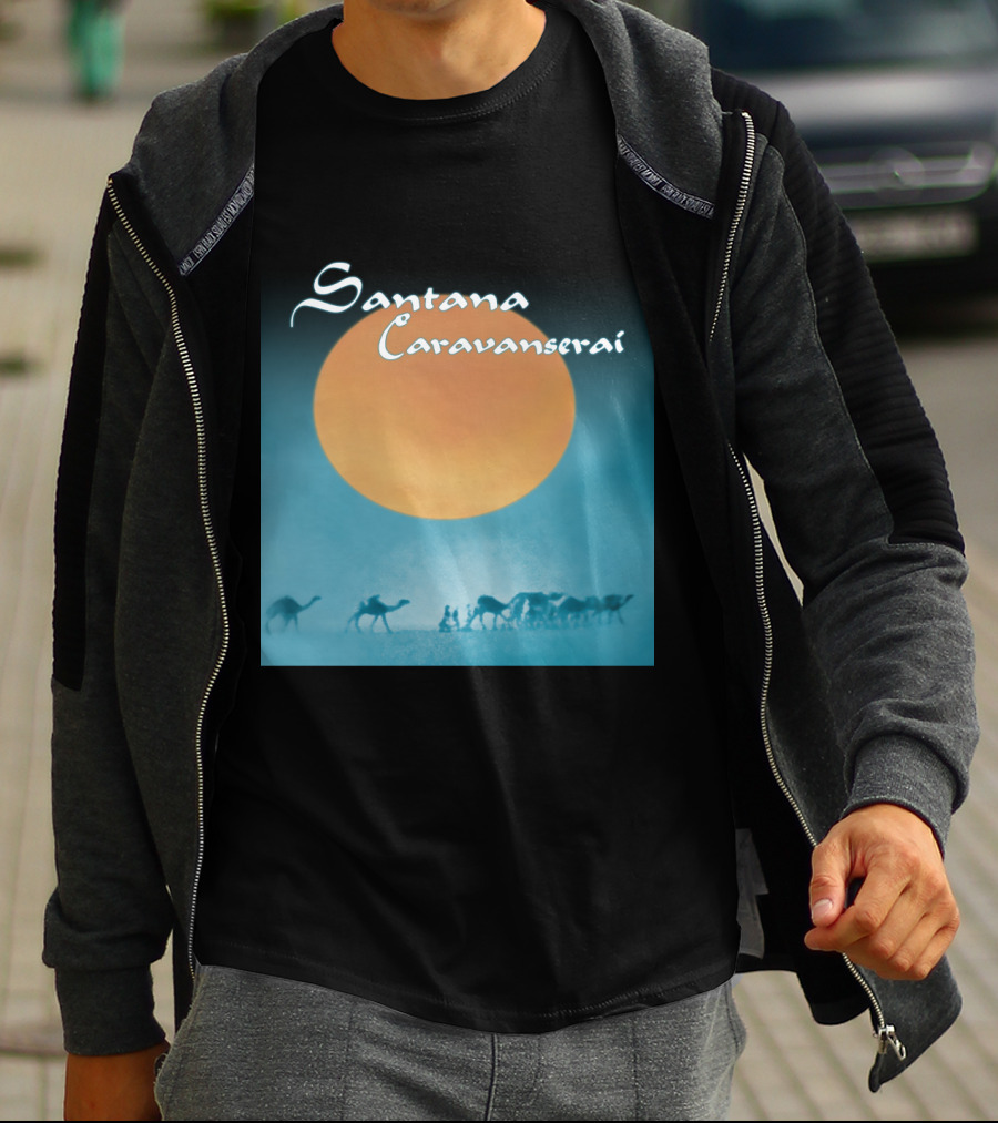 Santana Caravanserai Desert Caravan Under Orange Moon T-Shirt