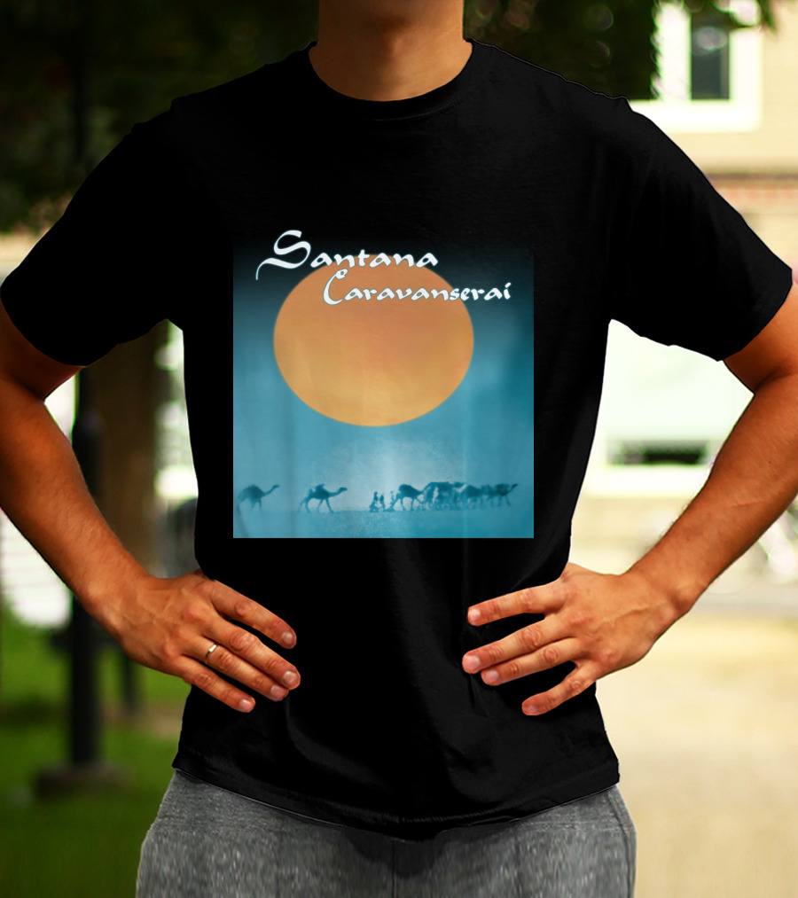 Santana Caravanserai Desert Caravan Under Orange Moon T-Shirt