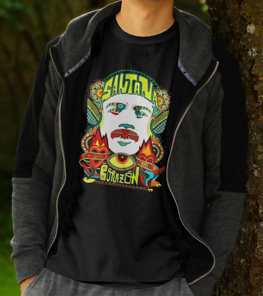 Santana Corazón Psychedelic Art Face T-Shirt