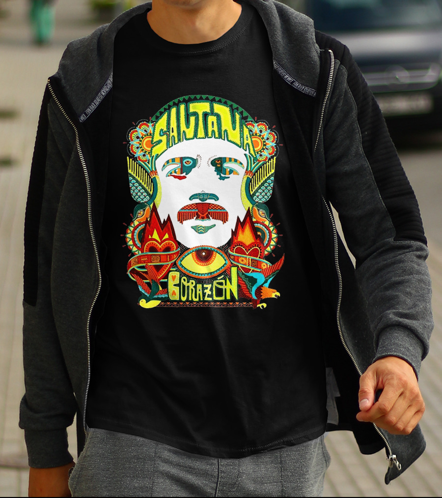 Santana Corazón Psychedelic Art Face T-Shirt