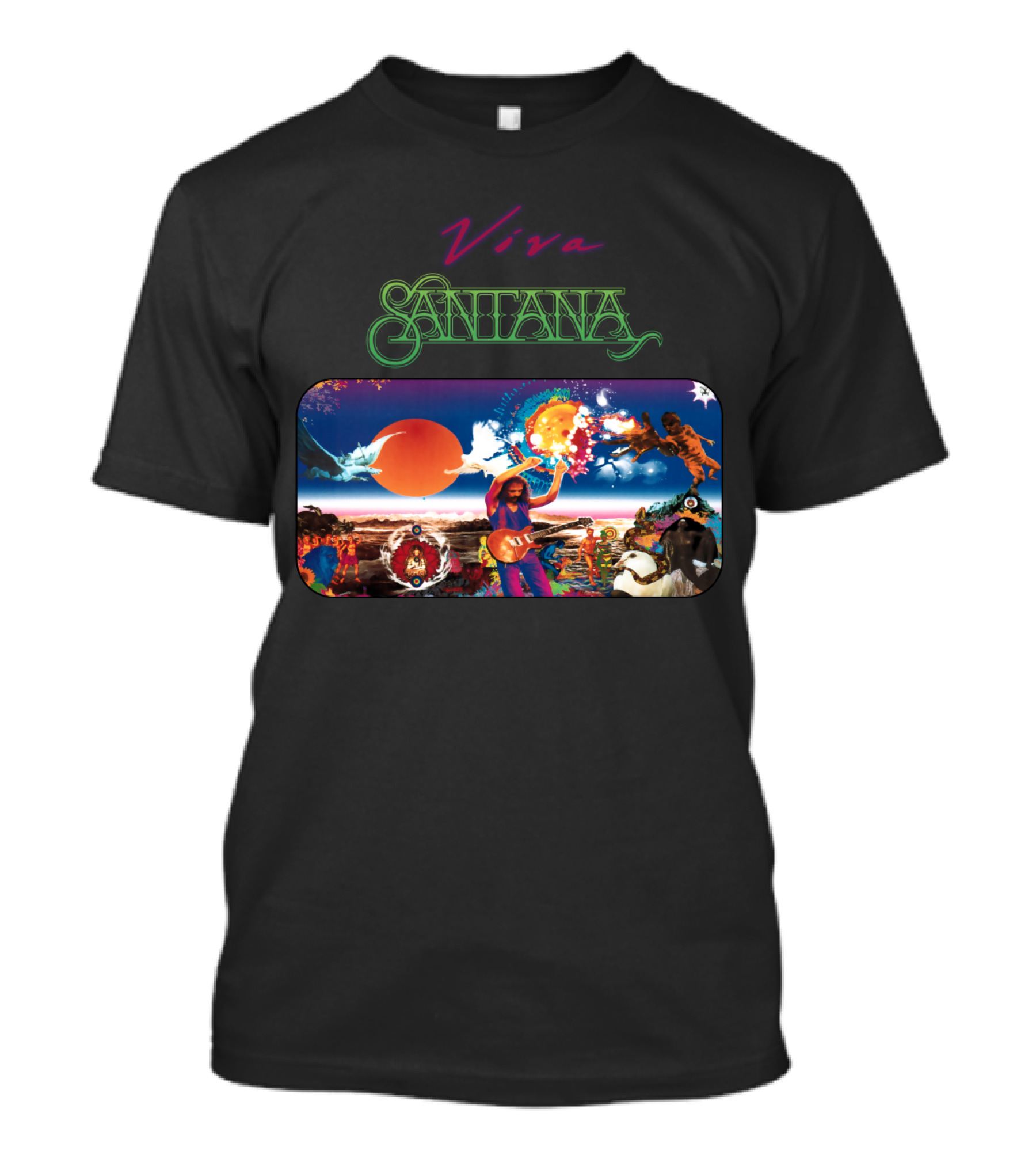Viva Santana Psychedelic Artwork Collage T-Shirt