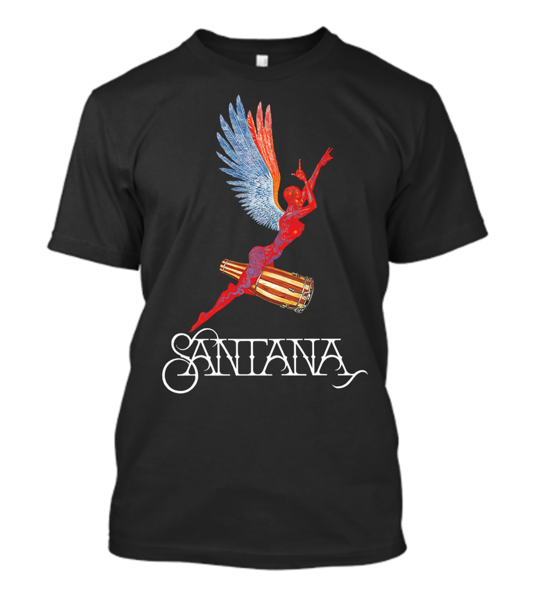 Santana Angel With Winged Figure On Drum T-Shirt