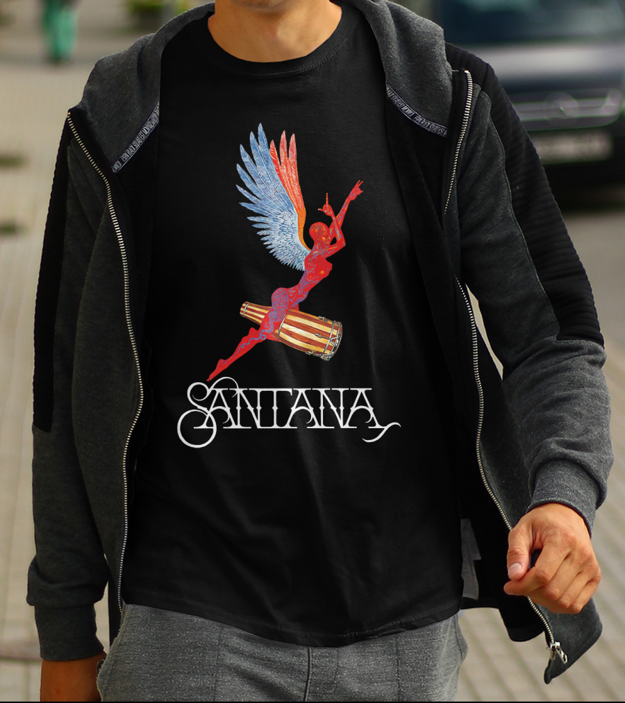 Santana Angel With Winged Figure On Drum T-Shirt