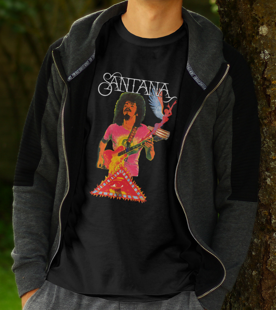 Santana Guitar Art With Angel And Pyramid T-Shirt
