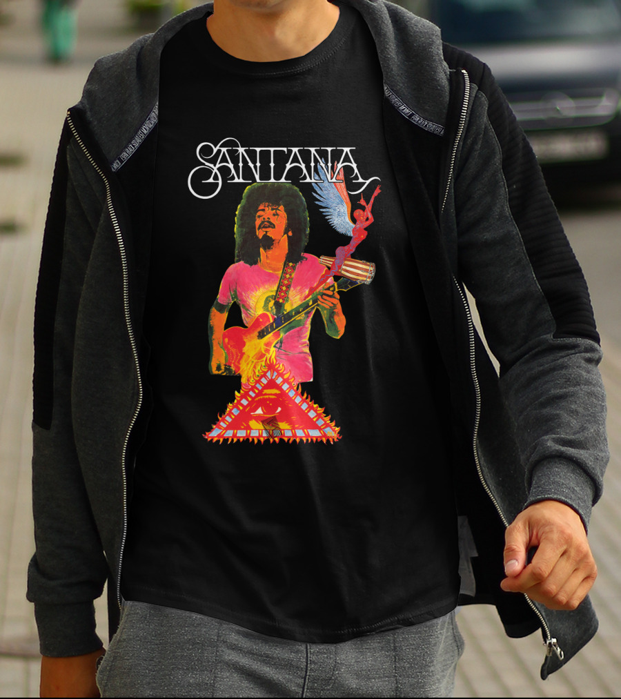 Santana Guitar Art With Angel And Pyramid T-Shirt