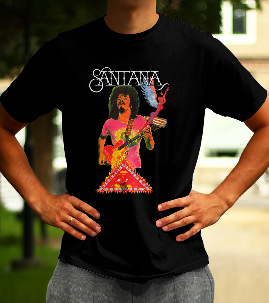 Santana Guitar Art With Angel And Pyramid T-Shirt
