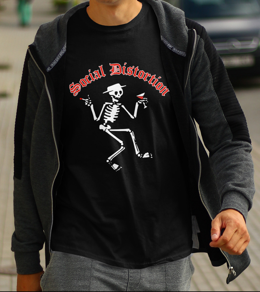 Social Distortion Skeleton With Hat And Glasses T-Shirt
