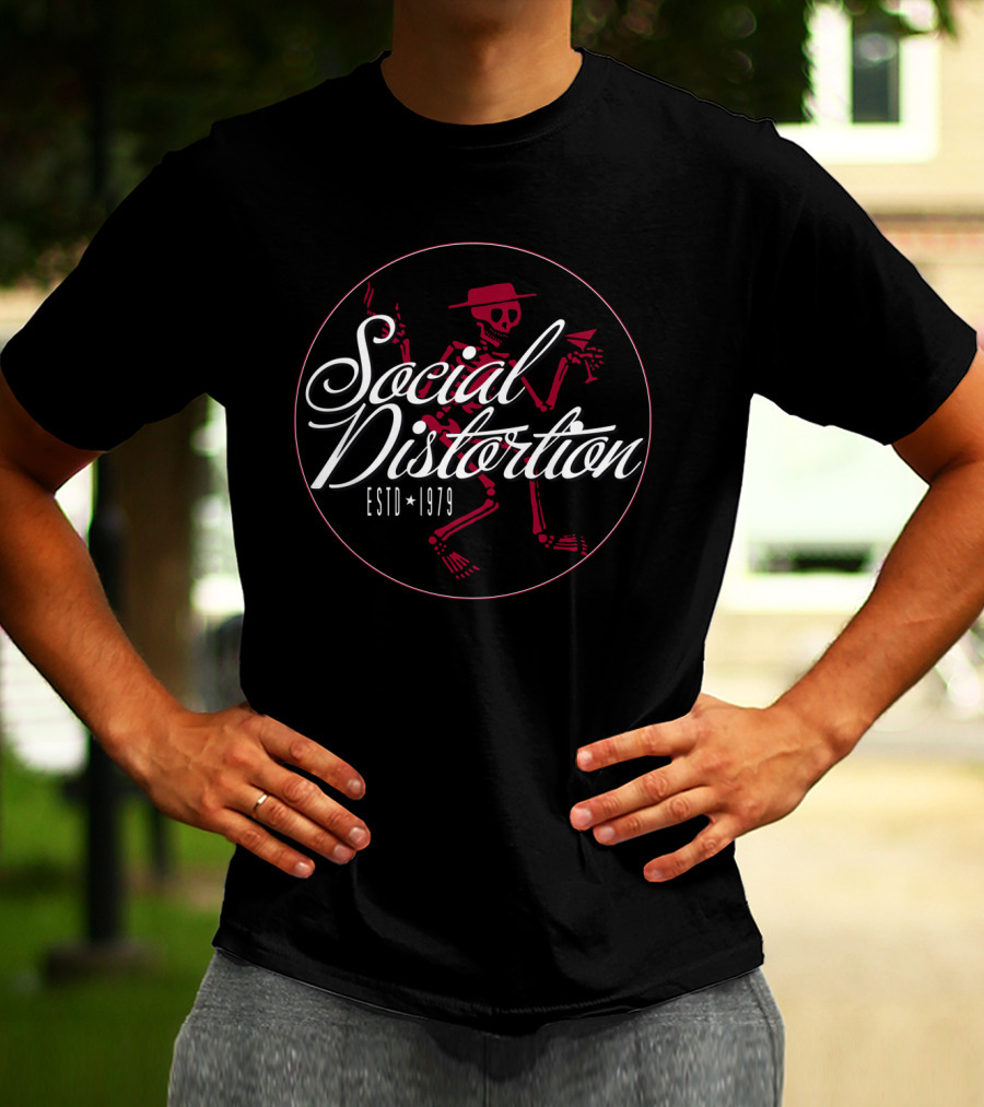 Social Distortion Estd 1979 Skeleton With Cocktail And Cigarette T-Shirt