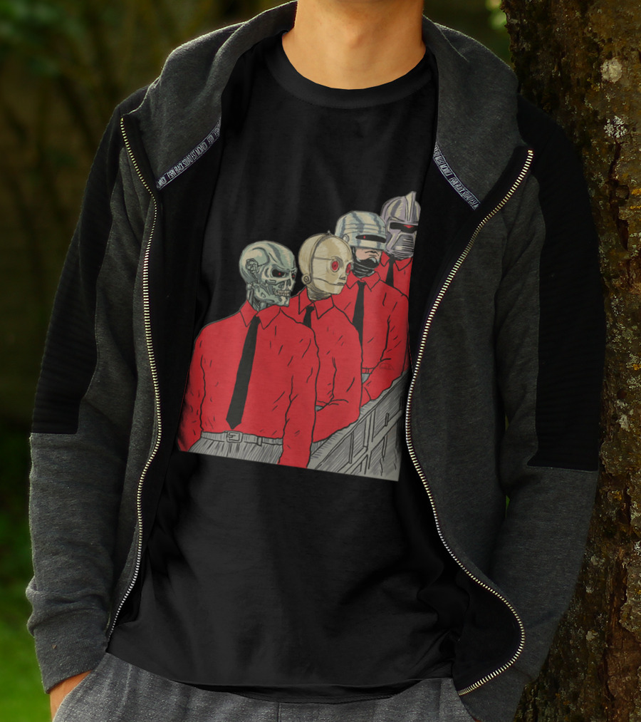 Robots In Red Shirts Black Ties T-Shirt