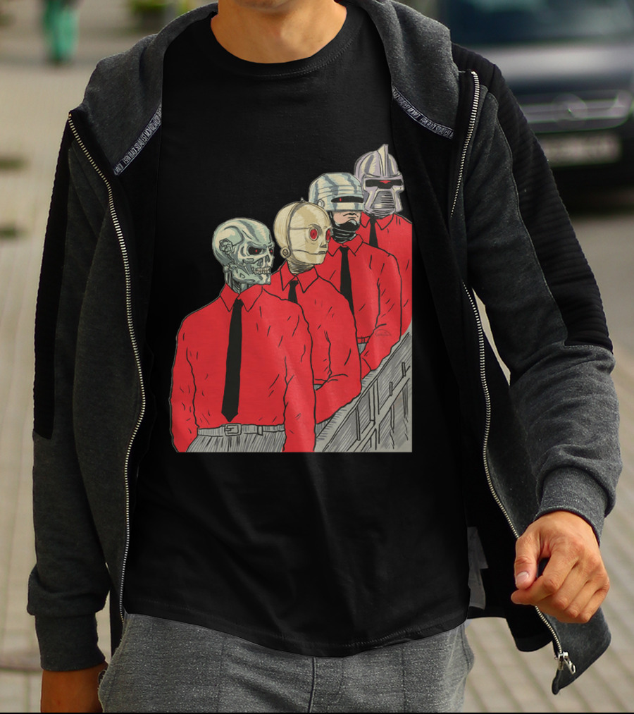 Robots In Red Shirts Black Ties T-Shirt