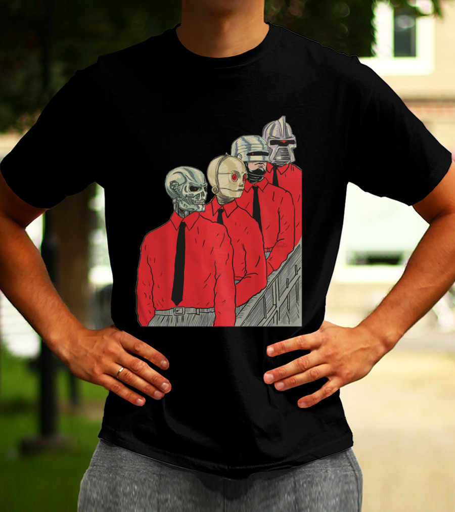 Robots In Red Shirts Black Ties T-Shirt