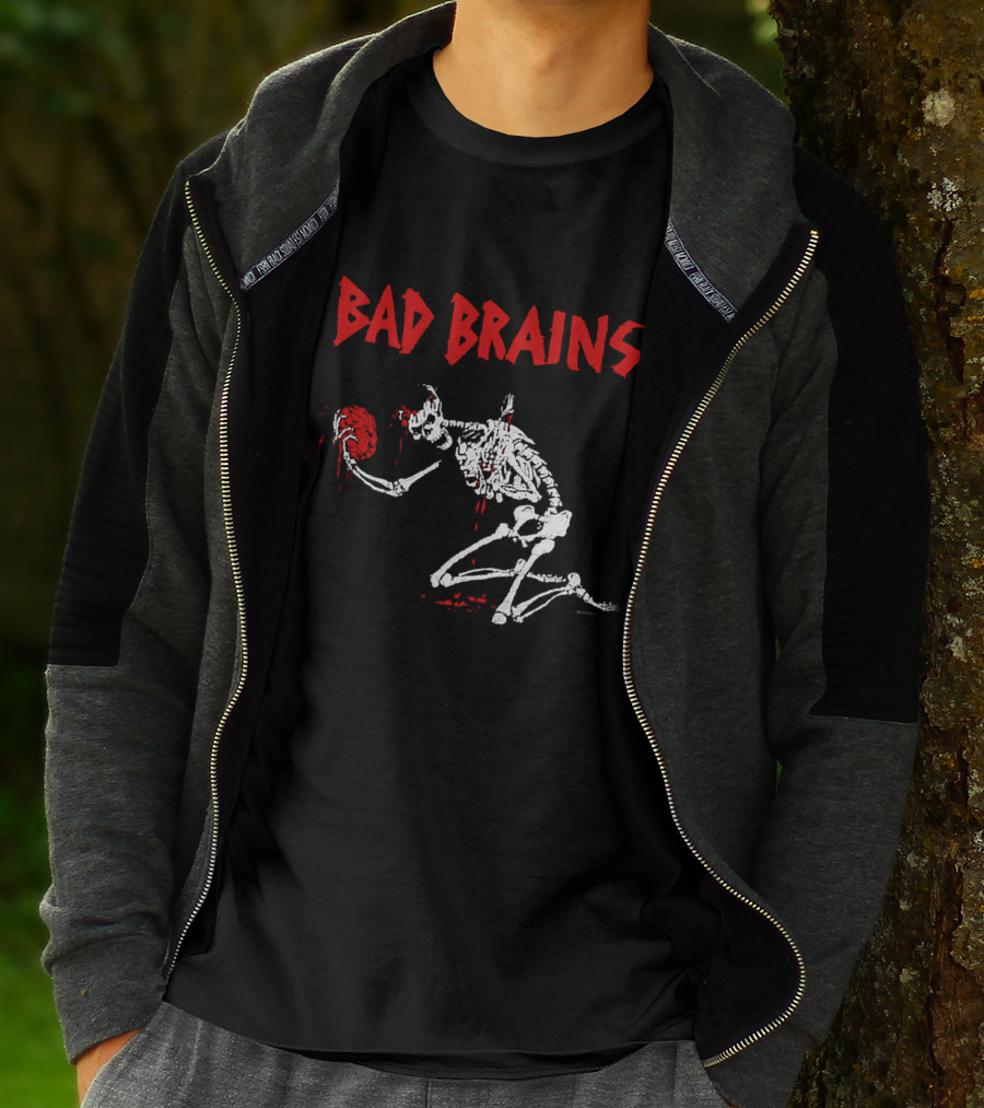 Bad Brains Skeleton Holding Brain T-Shirt