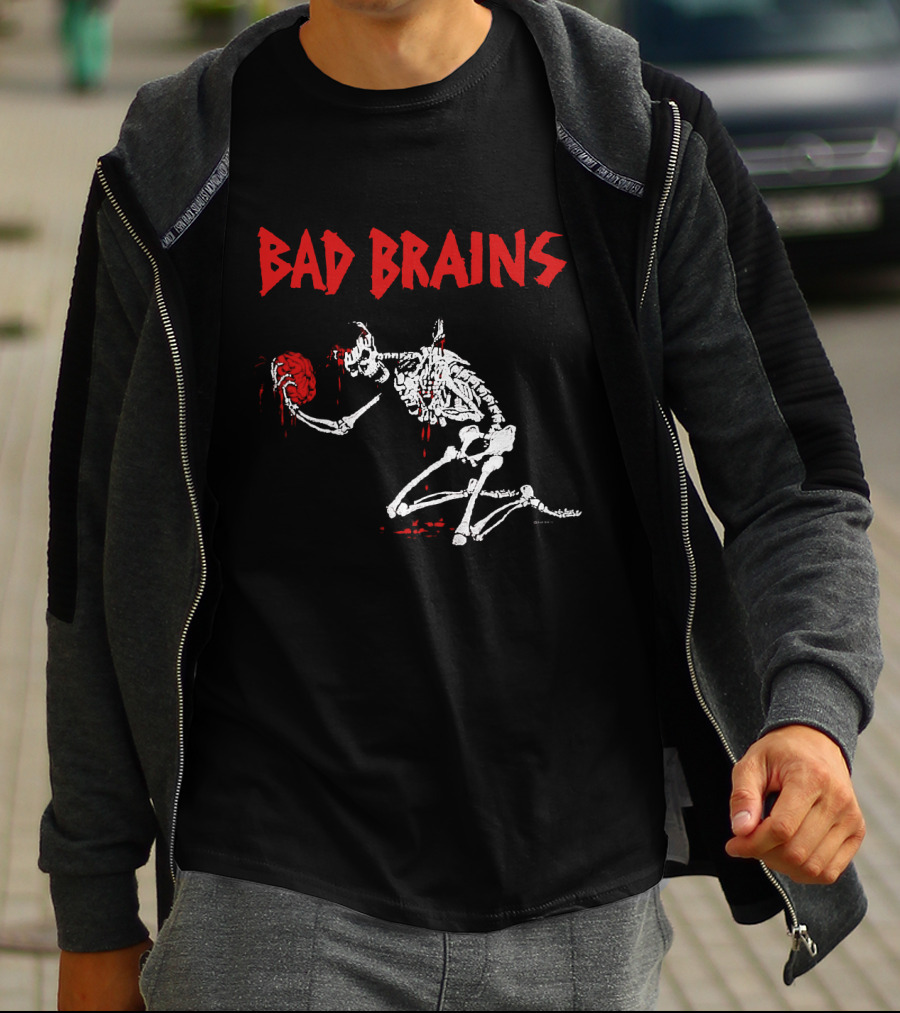 Bad Brains Skeleton Holding Brain T-Shirt