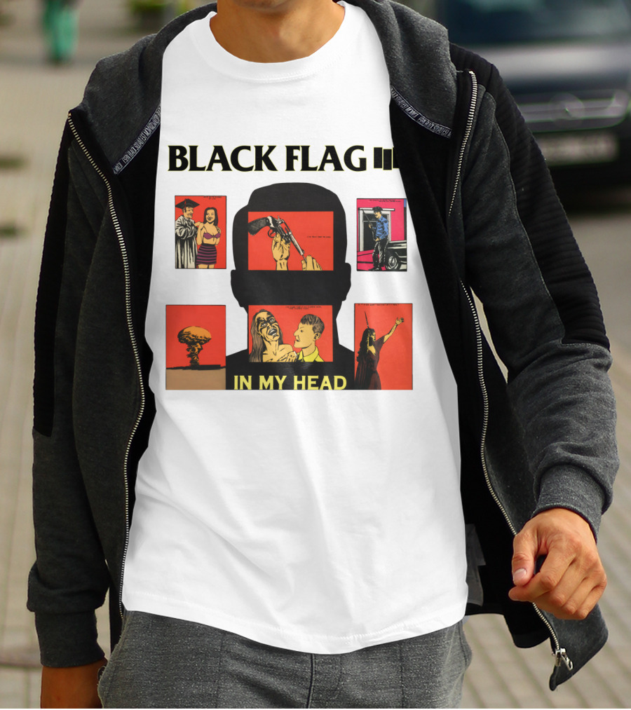 Black Flag In My Head Album Cover Artwork With Iconic Imagery And T-Shirt