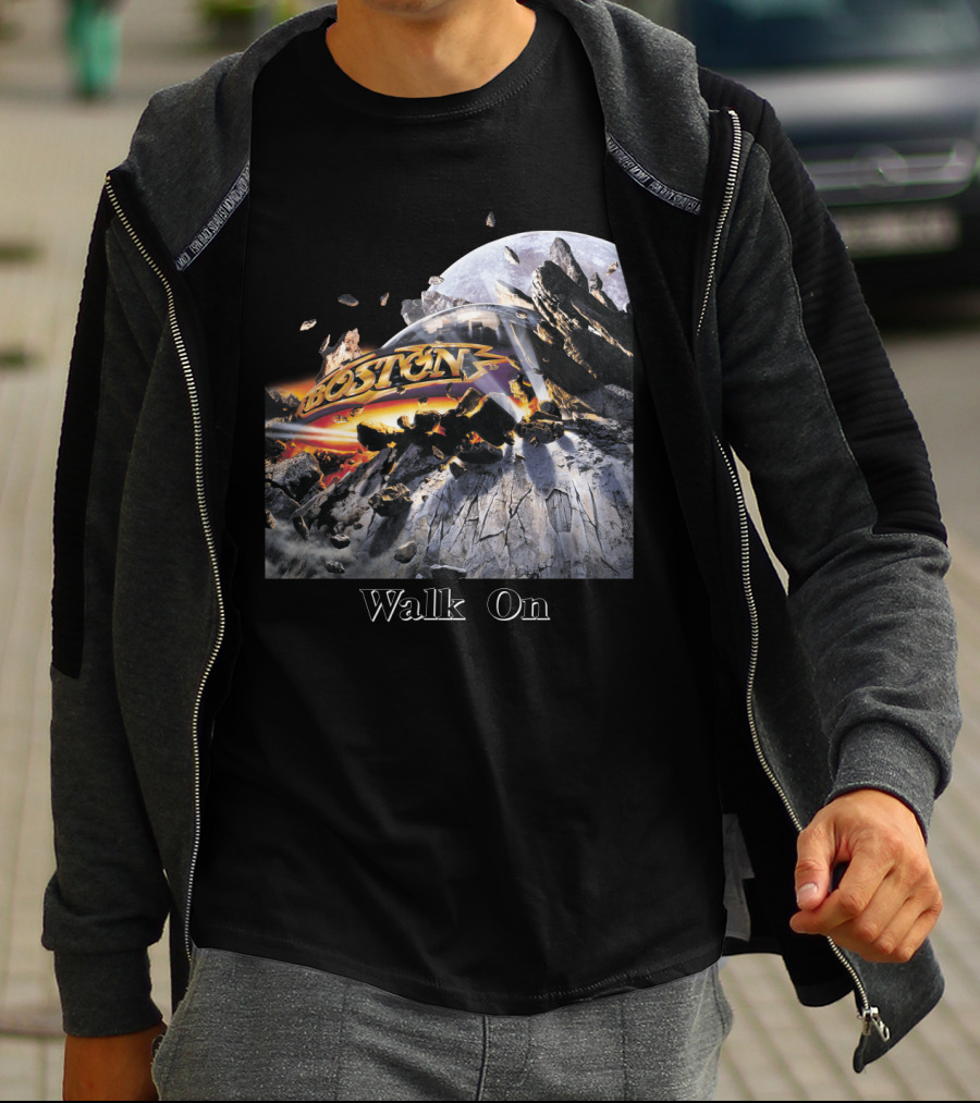 Boston Walk On Rock Explosion Moon Scene T-Shirt