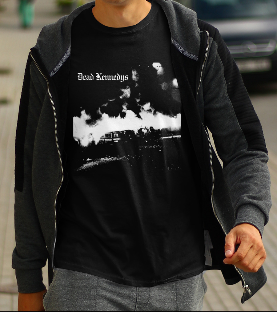 Dead Kennedys Riots And Flames Black And White Scene T-Shirt