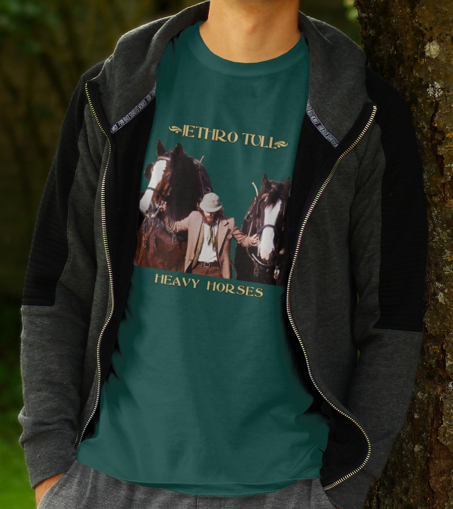 Jethro Tull Heavy Horses Album Cover With Horses And Figure T-Shirt