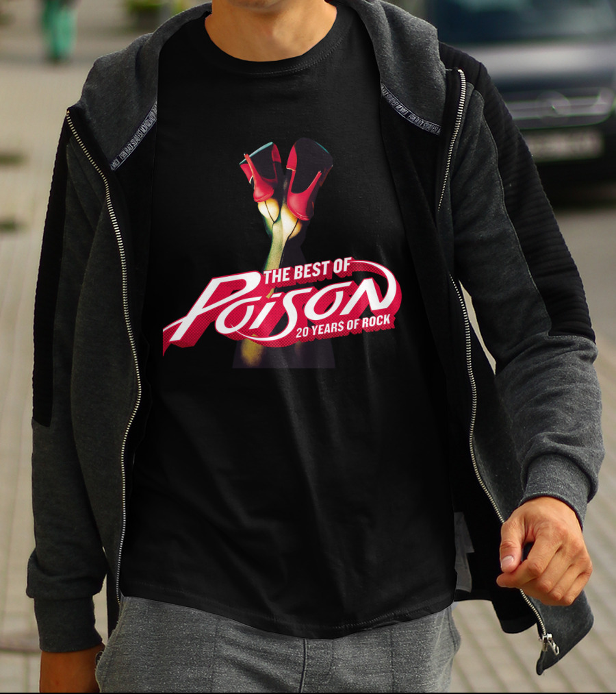 The Best Of Poison 20 Years Of Rock Red Heels On Black T-Shirt