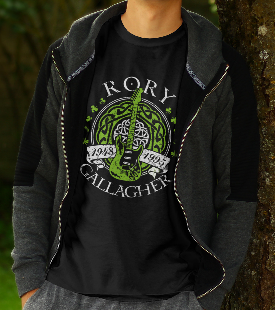 Rory Gallagher 1948-1995 Celtic Guitar And Shamrock T-Shirt