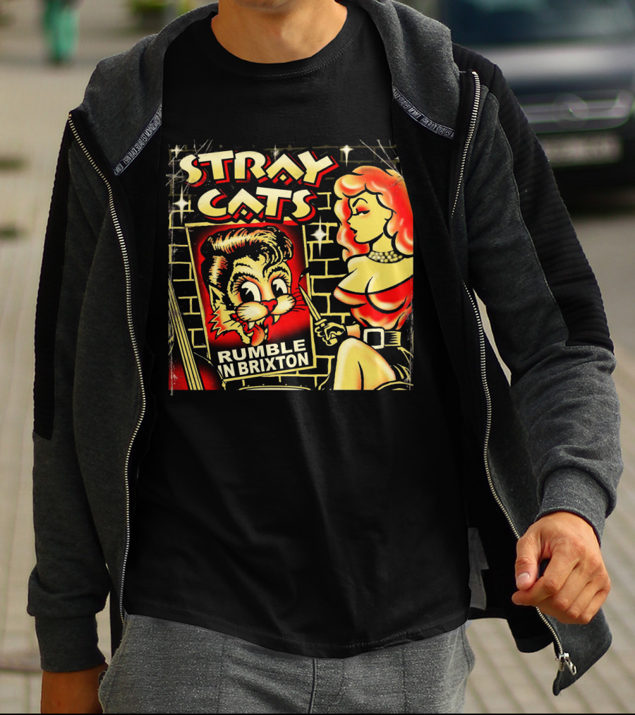 Stray Cats Rumble In Brixton Retro Style T-Shirt